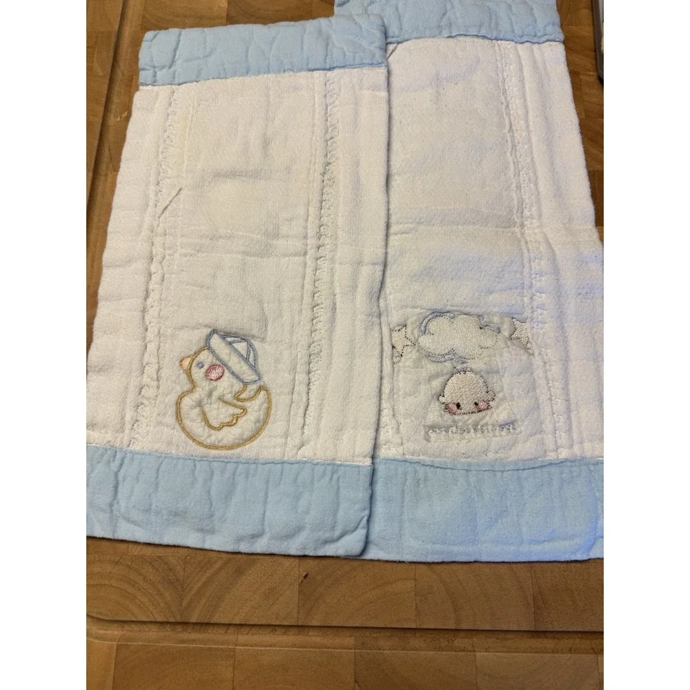 Vintage Baby Burp Cloths Duck and Special Delivery Embroidered‎ Set of 2